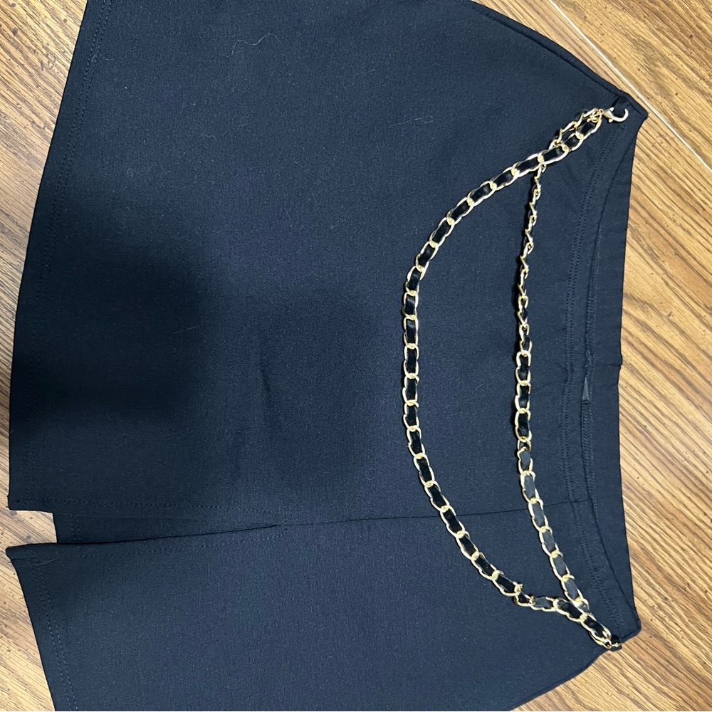 Chic Black Skirt with Gold Chain Detail